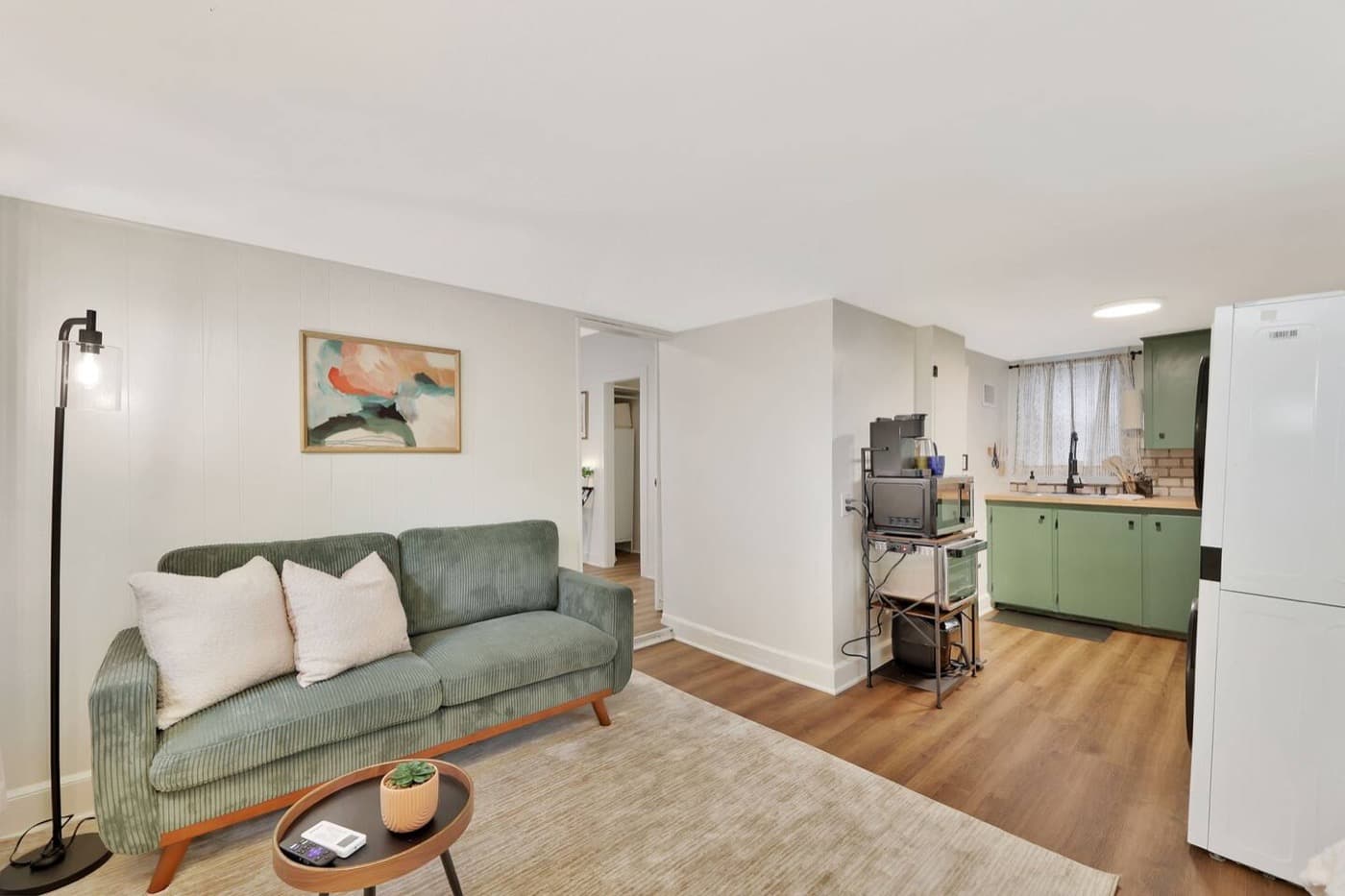 A furnished living room in a Goldilocks home